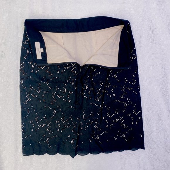 Eyelet Lace Black Pencil Skirt with Pockets EUC Midi Ann Taylor Brand - Picture 9 of 13